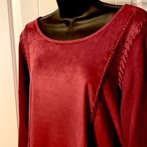 Gorgeous Faux Suede Sweater Dress in Glazed Berry (Burgundy)